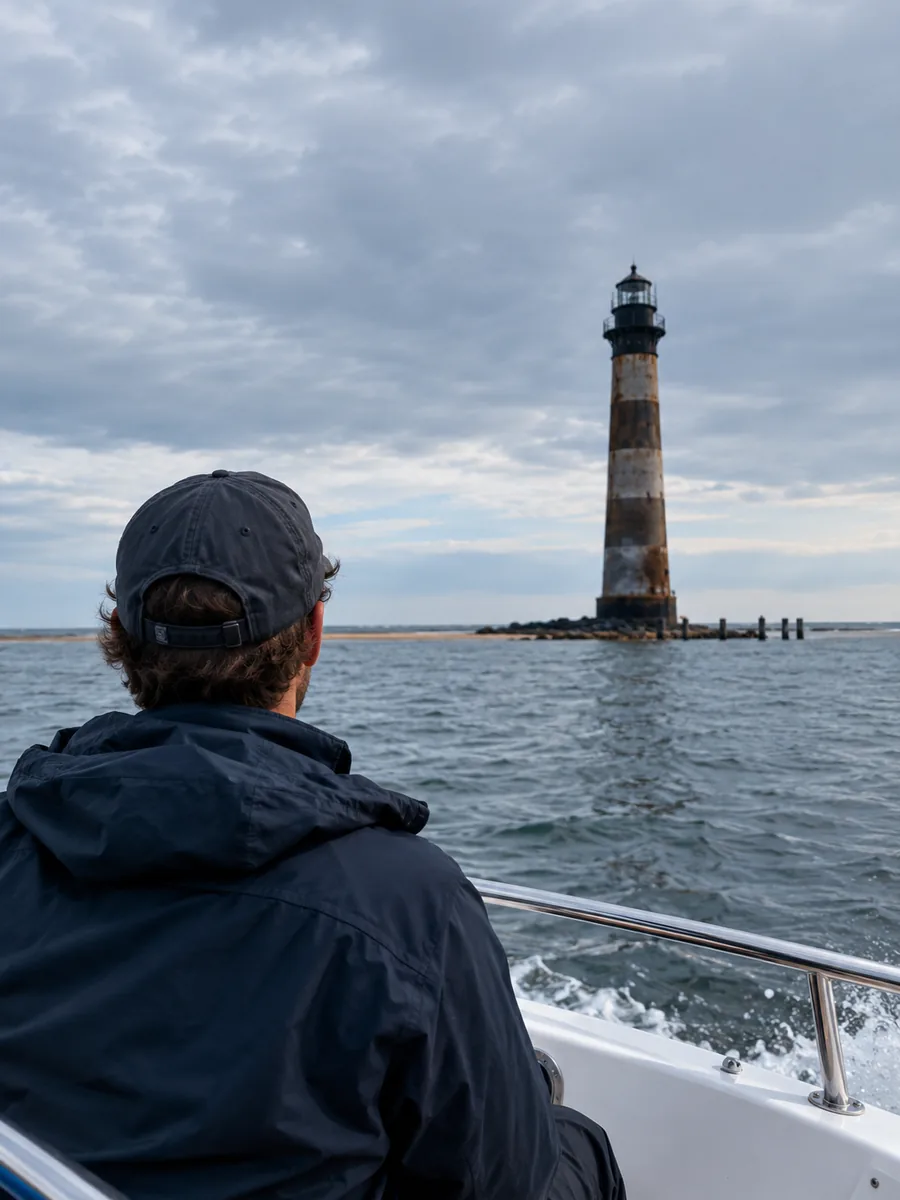 Vue sur les excursions en bateau du phare de Morris Island